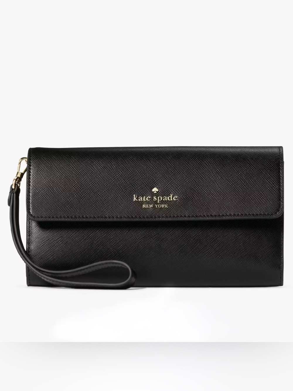 kate spade Black Saffiano Leather Snap Wallet